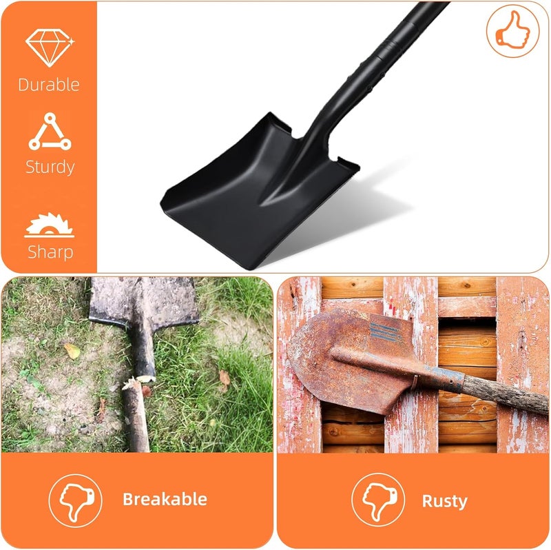 TwinkleTool Small Square Shovel for Digging with Metal Handle, 43.3 Inch Heavy Duty Small Shovel, Trench Shovels Ideal for Digging Gardening Trenching Camping Planting Transferring, Black - Image 3